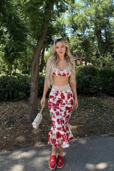 Slim high class elegant London escort Erika wearing red 