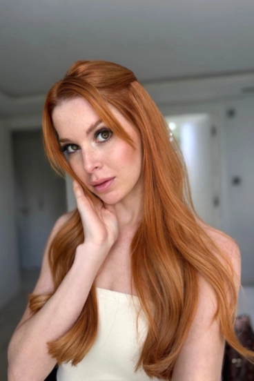 Natural selfie of striking Brazilian redhead Knightsbridge