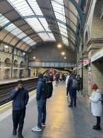 A platform at Notting Hill tube station today packed with shoppers