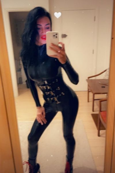 Very close up selfie of our Mistress in black latex 