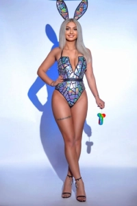 Blonde escort wearing a basque 