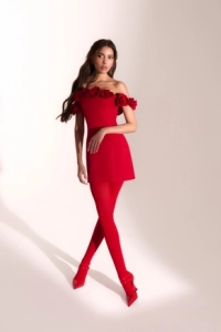 Lola is dressed in red ready for a dinner date 